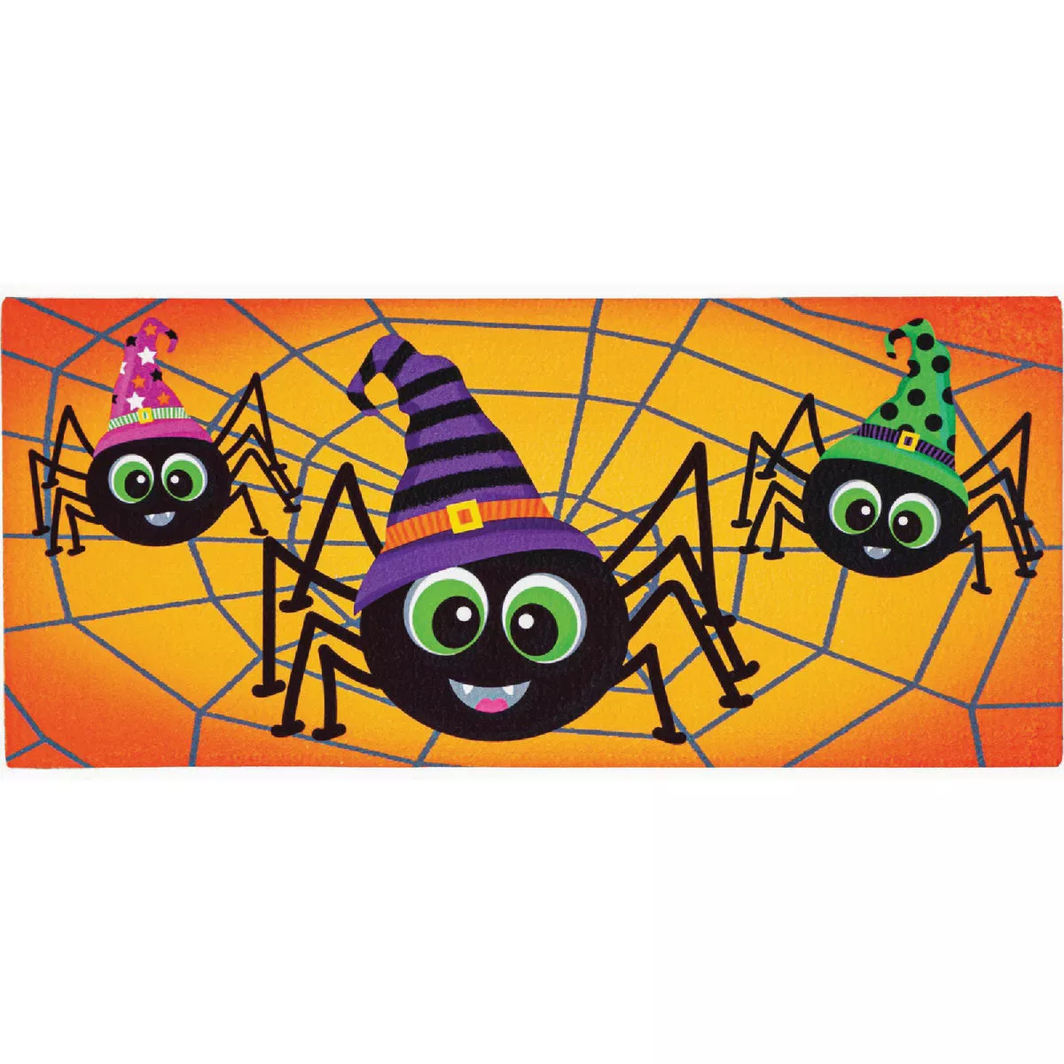 Evergreen Happy Halloeen Spiders Sassafras Sitch 1/4 In. x 10 In. Hx 22 In. L Plastic/Textile Door Mat