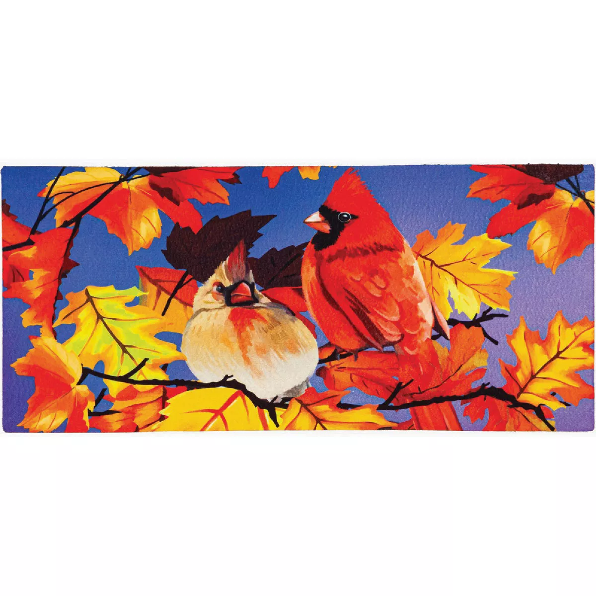 Evergreen Cardinal Friends Sassafras Sitch 1/4 In. x 10 In. Hx 22 In. L Plastic/Textile Door Mat