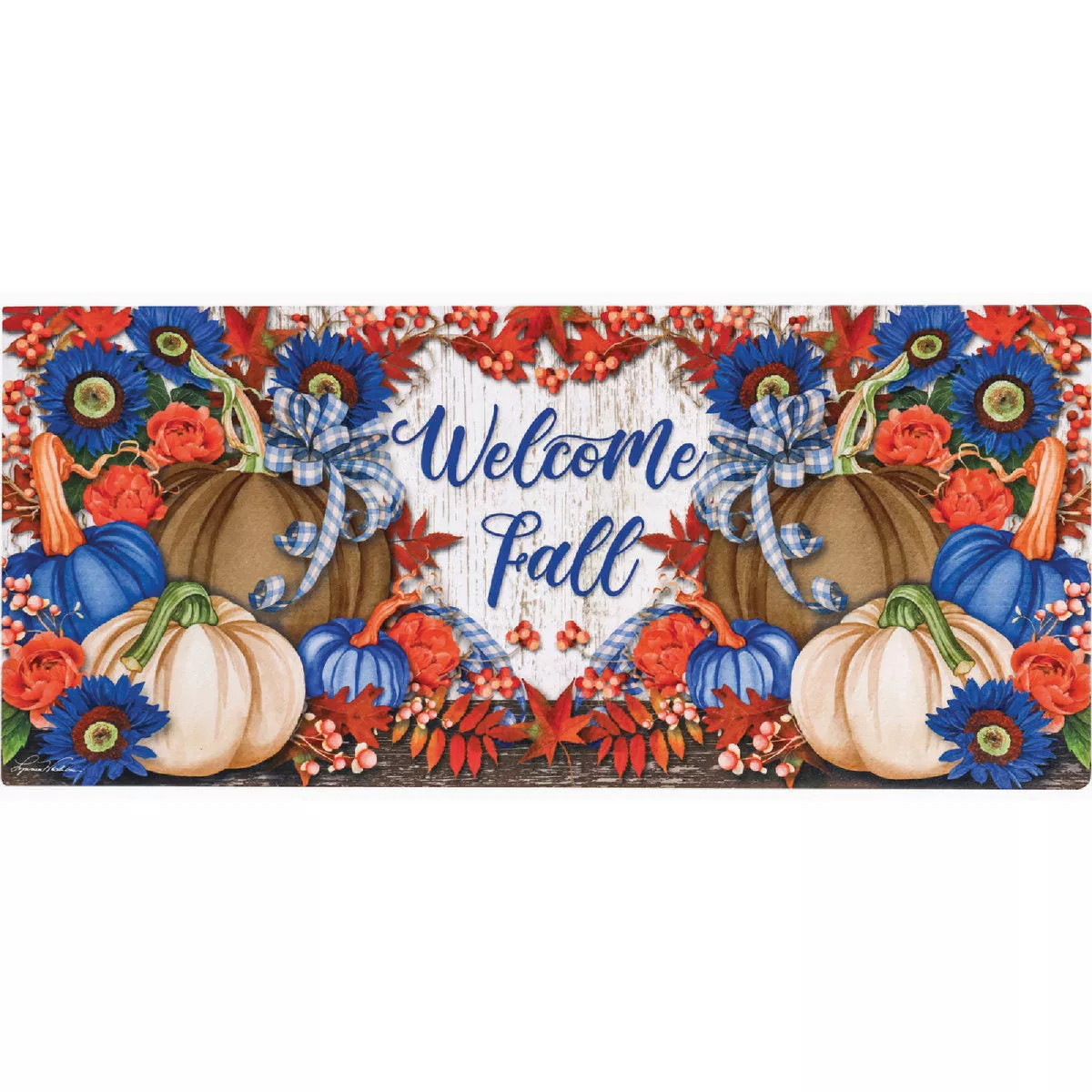 Evergreen elcome Fall Sassafras Sitch 1/4 In. x 10 In. Hx 22 In. L Plastic/Textile Door Mat