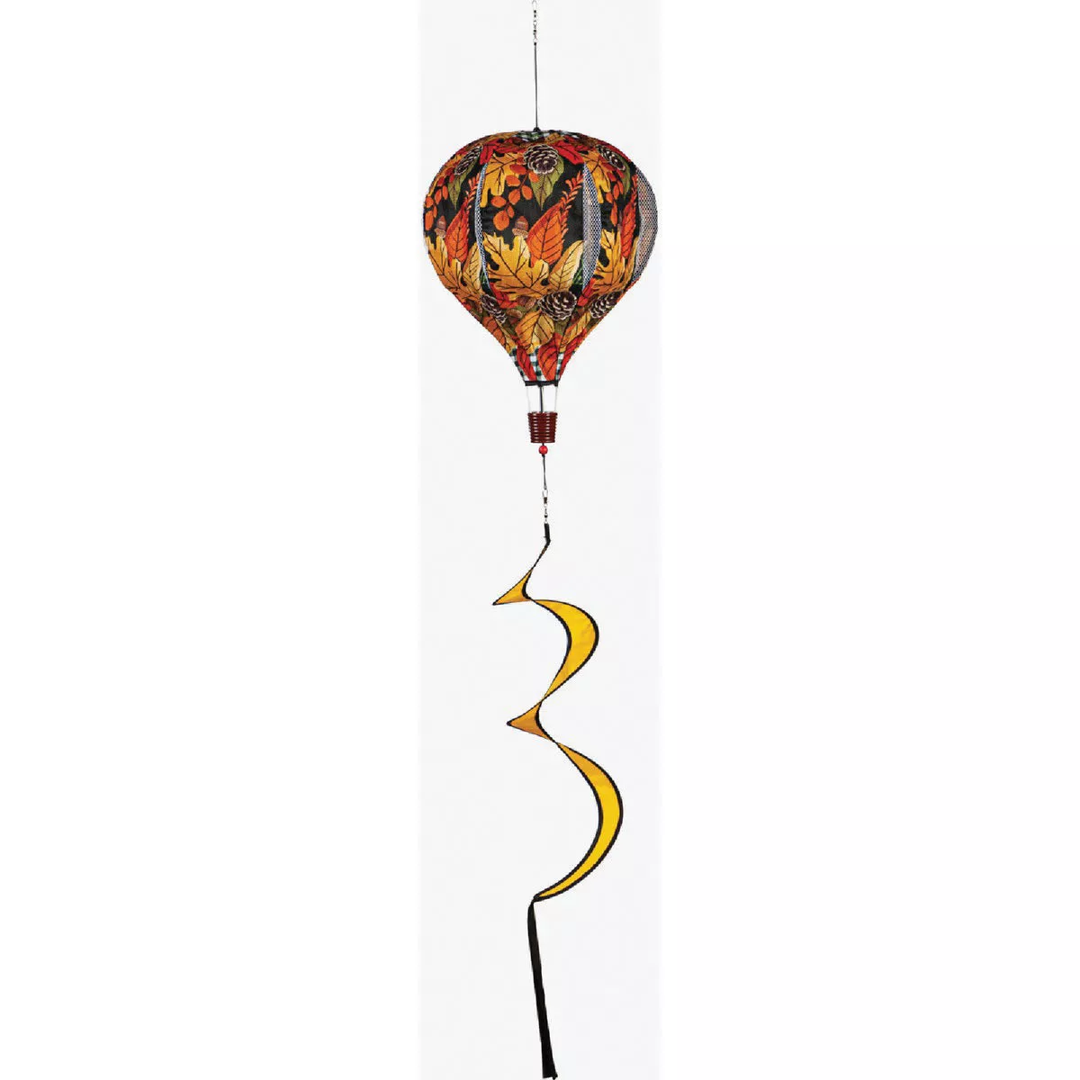 Evergreen 15 In W x 55 In H x 15 In L Textile Grateful Thankful Blessed Leaves Burlap Balloon Spinner