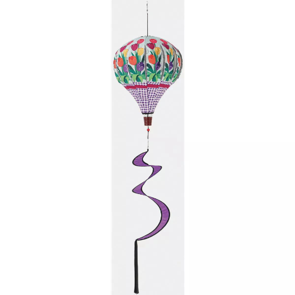 Evergreen Buffalo Check Tulips Burlap Balloon Spinner