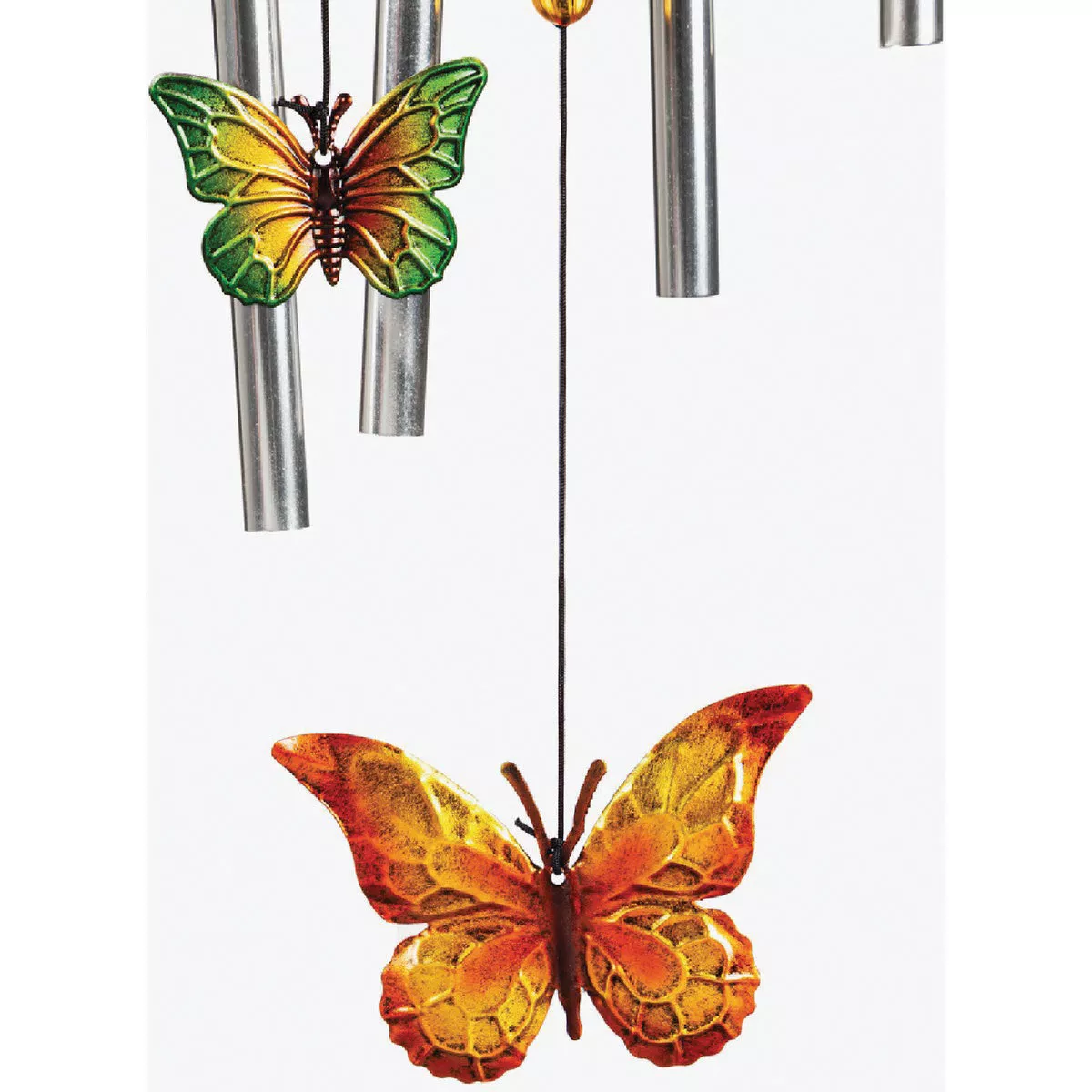 Evergreen Glass and Metal Flower with Butterflies Windchime