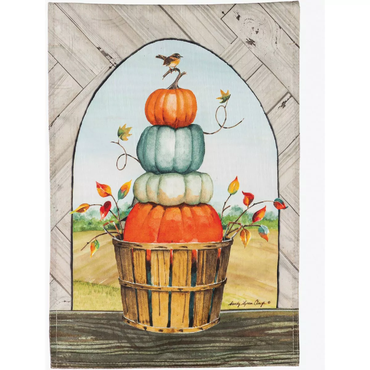 Evergreen Pumpkin Topiary Garden Strie Flag