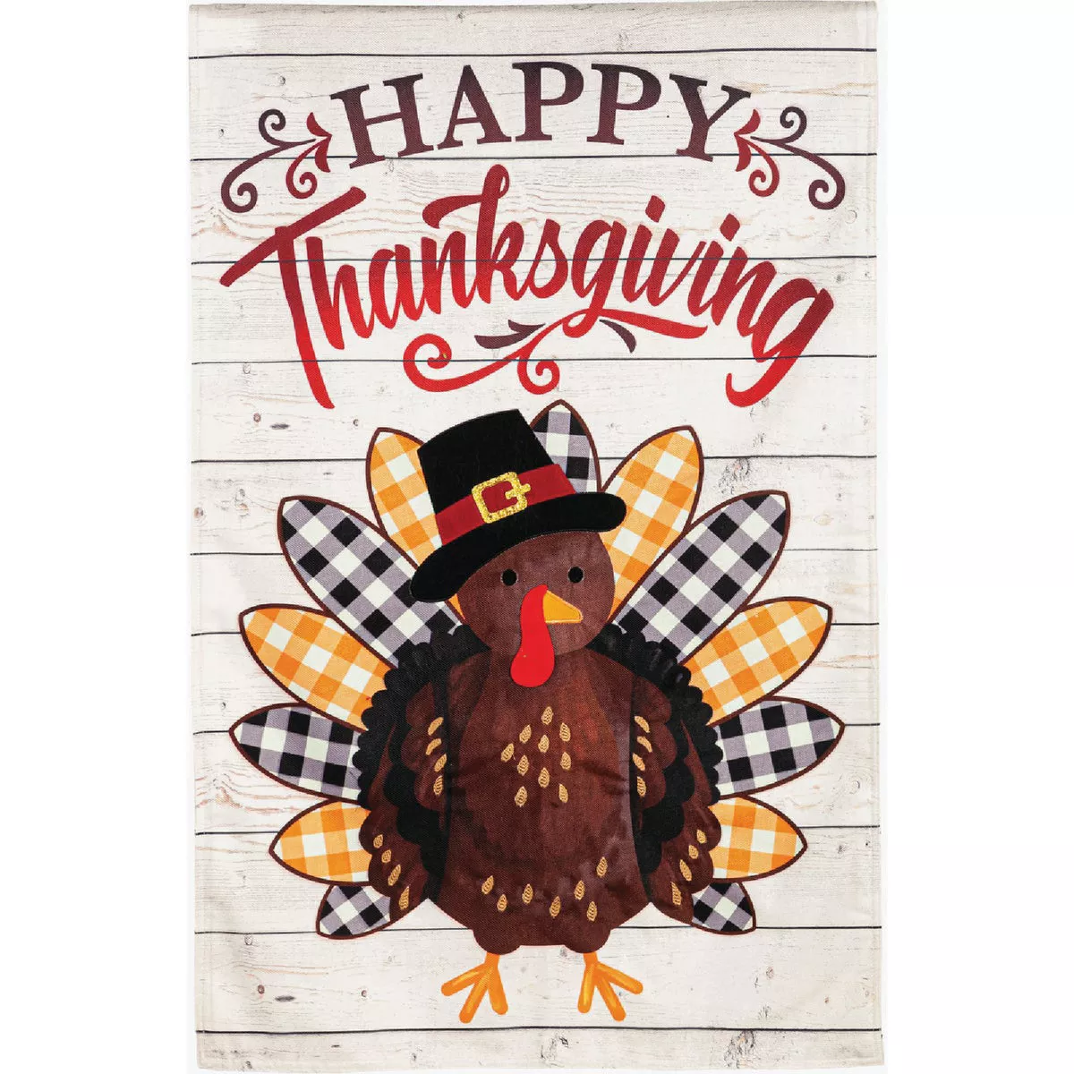 Evergreen Pilgrim Turkey House Burlap Flag