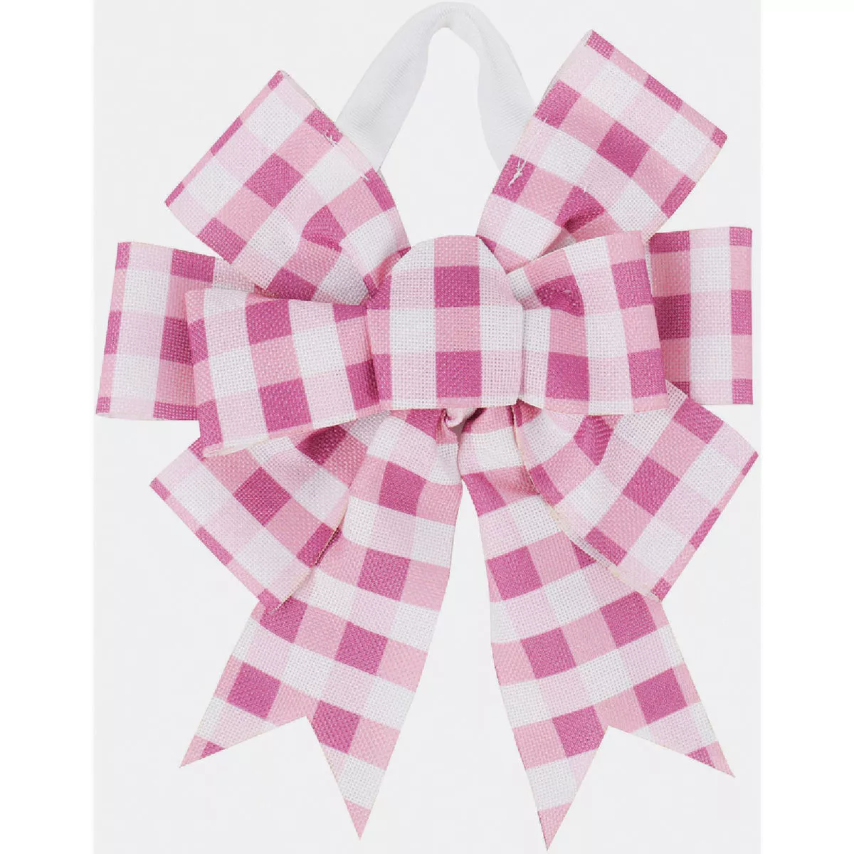 Evergreen Pink Plaid Door Tag Bow