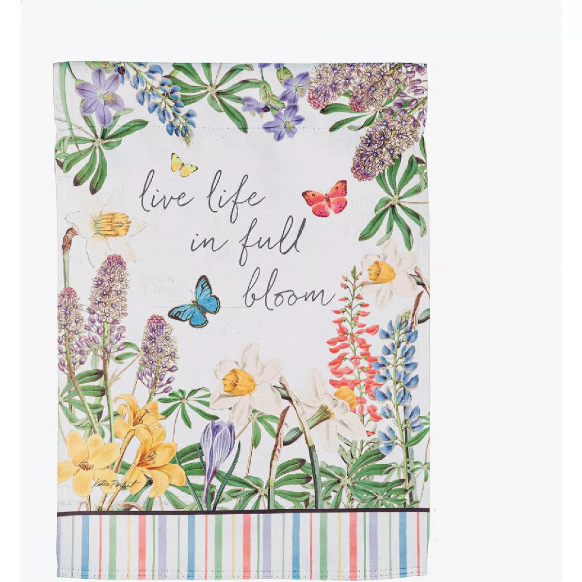 Evergreen Wildflowers and Butterflies Garden Suede Flag