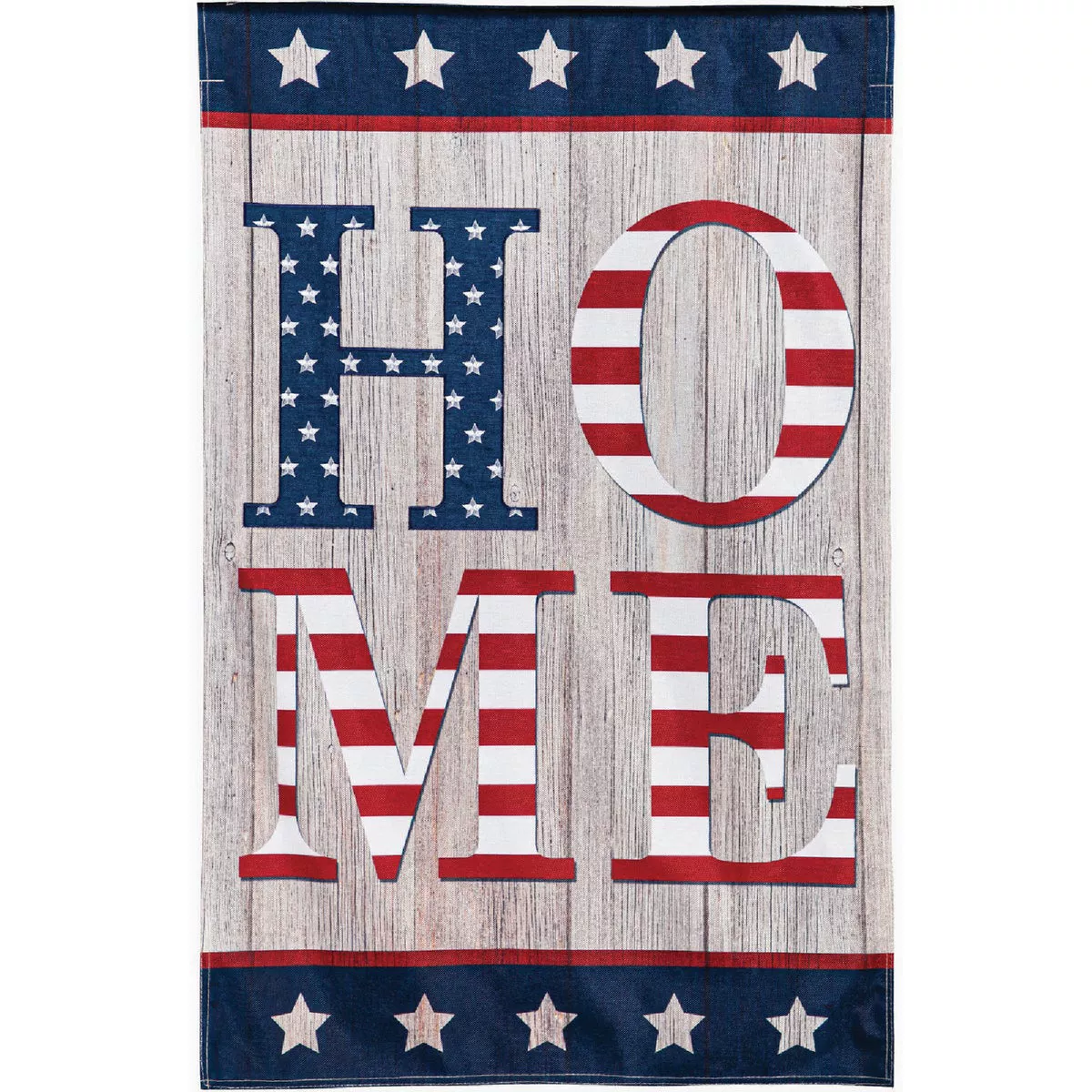 Evergreen Stacked Home House Burlap Flag