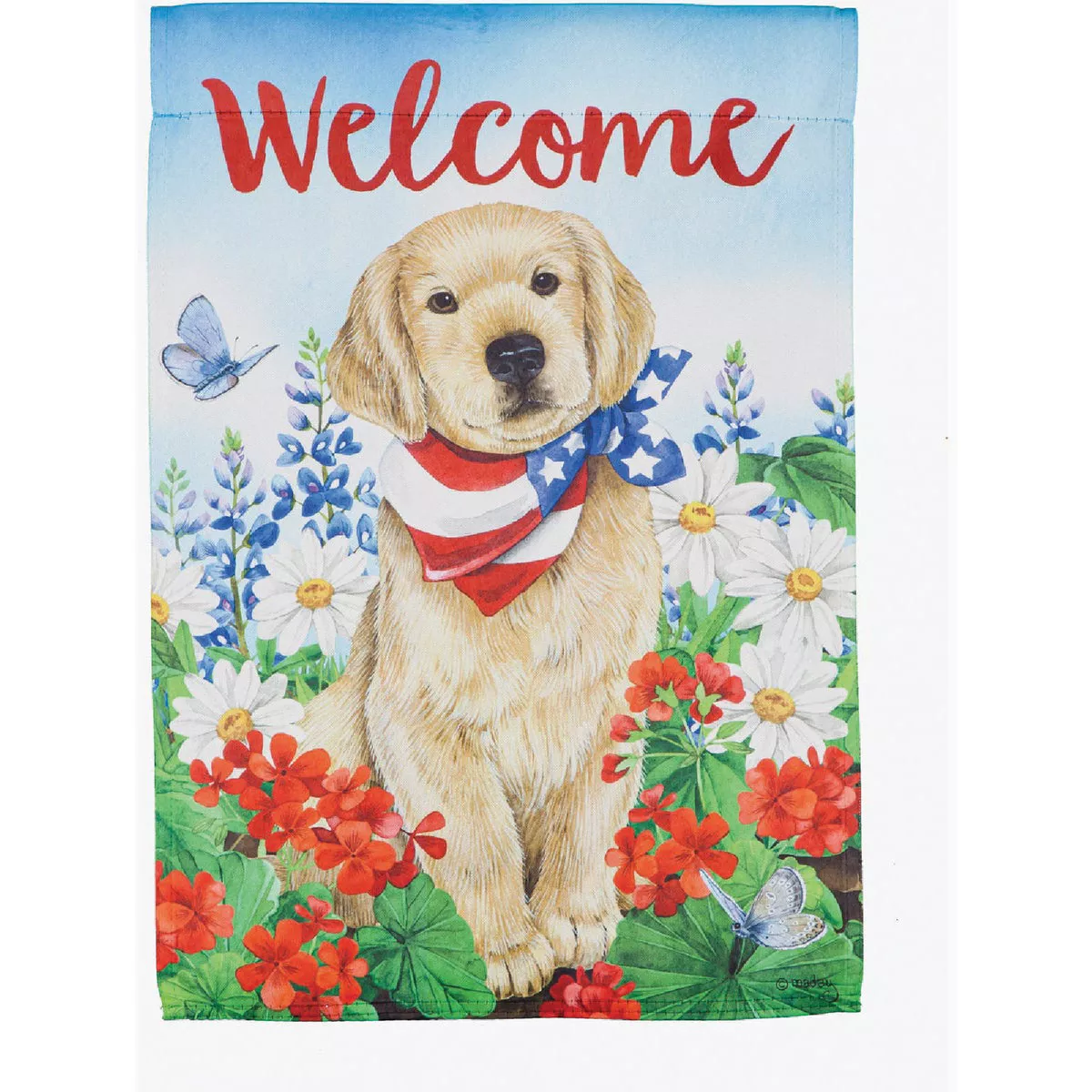 Evergreen Dog with Patriotic Bandana Garden Suede Flag