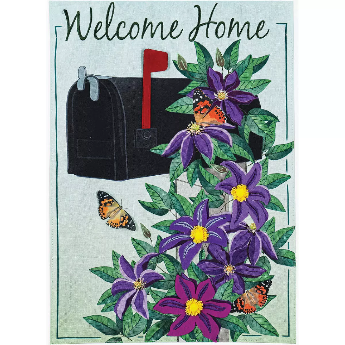 Evergreen Home Clematis Mailbox Garden Linen Flag