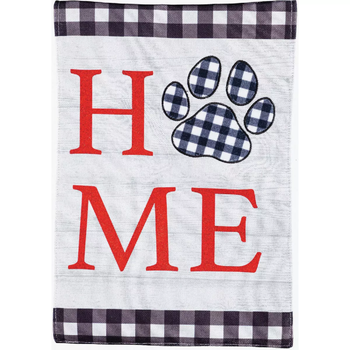 Evergreen Home Paw Print Garden Burlap Flag