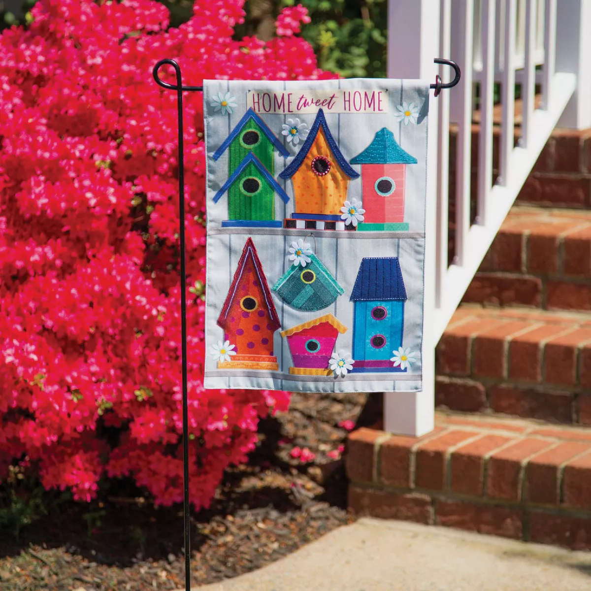 Evergreen Ornate Birdhouses Garden Linen Flag