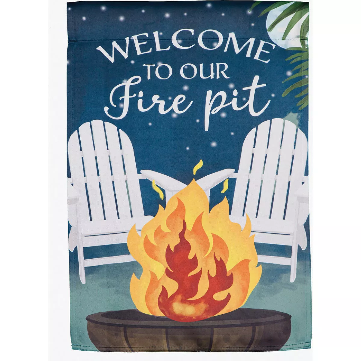 Evergreen Welcome to Our Fire Pit Garden Suede Flag