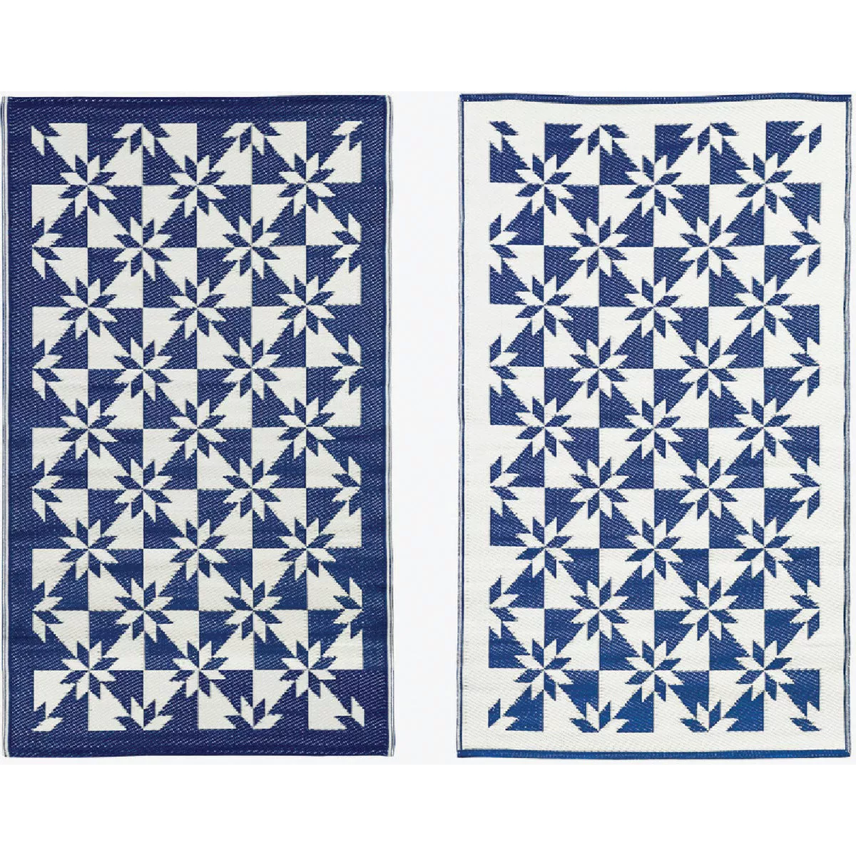 Evergreen Reversible Weather-Resistant Rug 3'x5' Navy and White Stars-