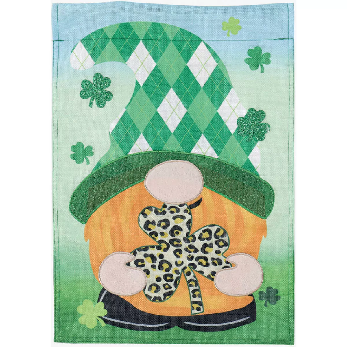 Evergreen St. Patrick's Patterned Gnome Garden Burlap Flag