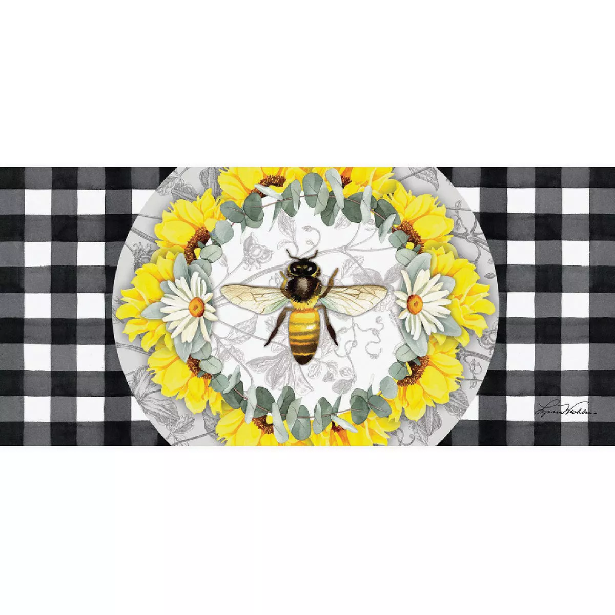 Evergreen Honey Bee and Flowers Sassafras Switch Mat