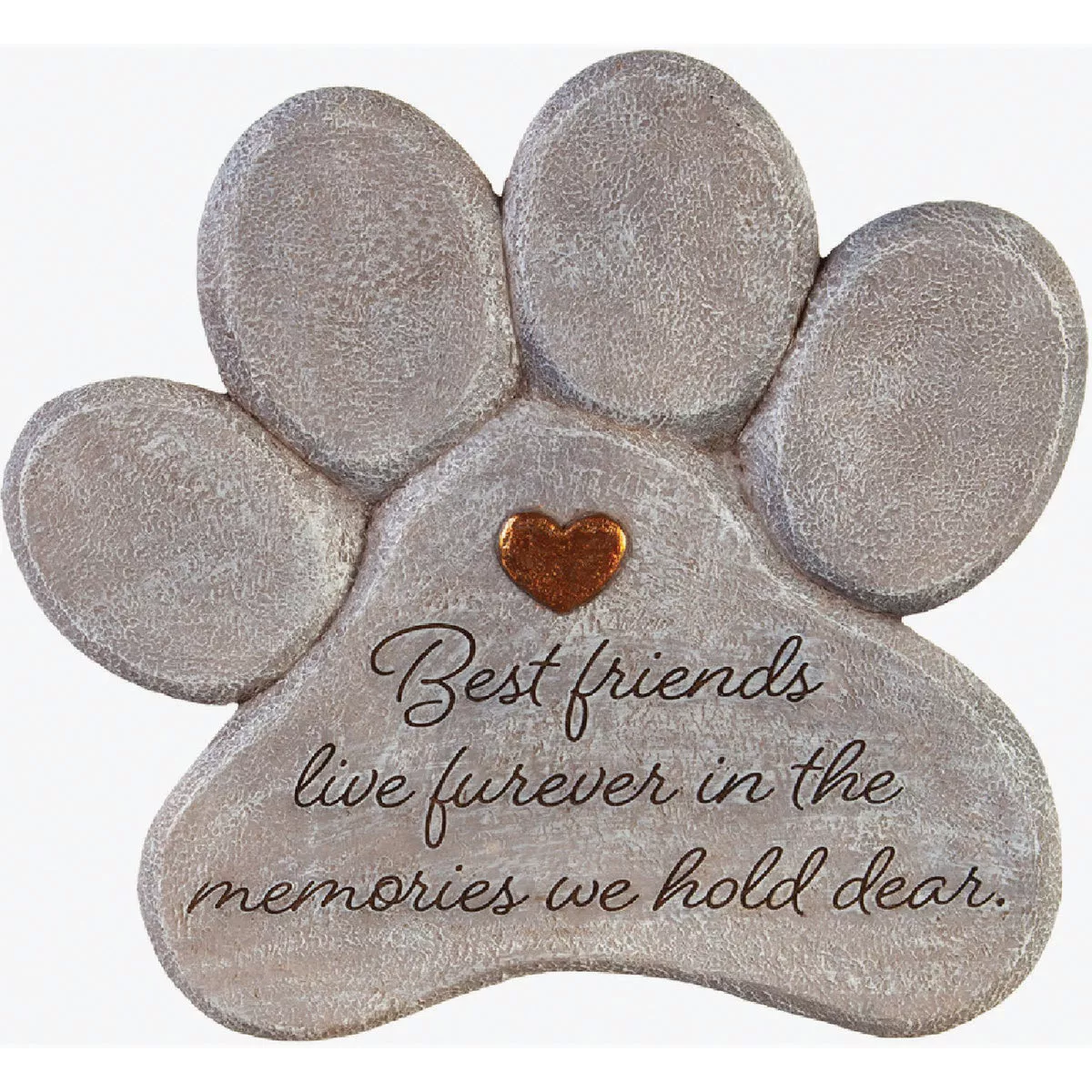 Evergreen 11 In. Paw Shaped Pet Memorial Garden Stone, Best Friends Live Forever