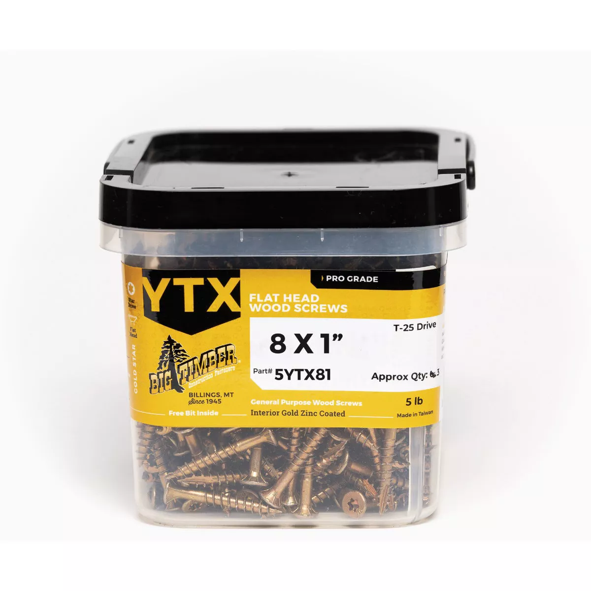 Big Timber #8 x 1 In. Gold Zinc Flat Head Wood Screw (1446 Ct., 5 Lb.)