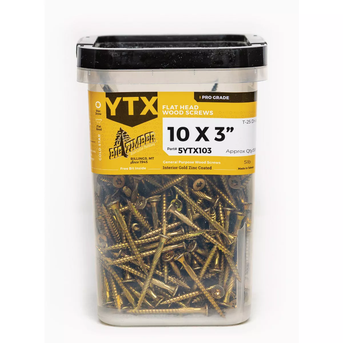 Big Timber #10 x 3 In. Gold Zinc Flat Head Wood Screw (330 Ct., 5 Lb.)