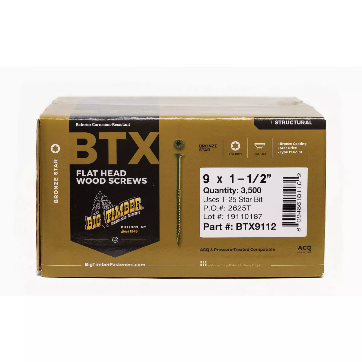 Big Timber #9 x 1-1/2 In. Bronze Flat Head Wood Screw (3500 Ct.)