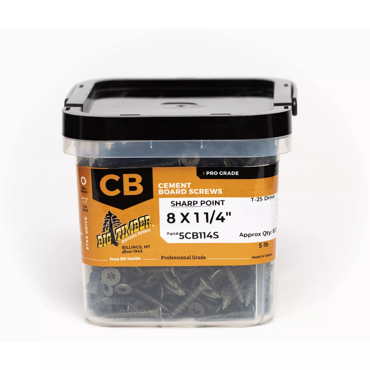 Big Timber #8 x 1-1/4 In. Green Star Drive Cement Board Screw (837 Ct.)