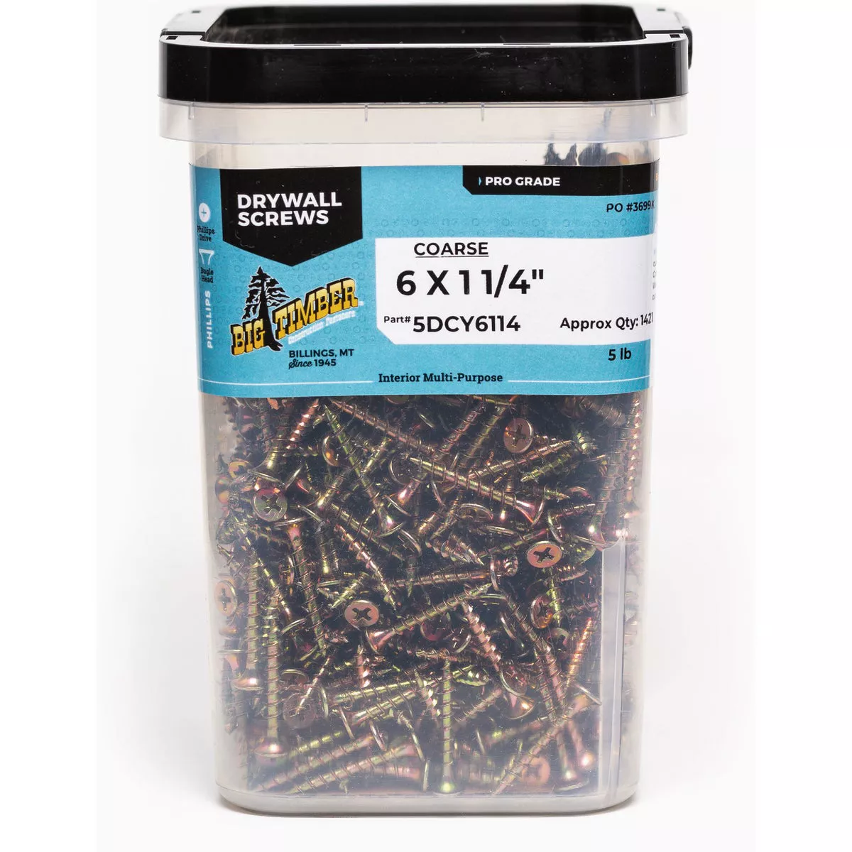 Big Timber #6 x 1-1/4 In. Coarse Thread Yellow Zinc Drywall Screw (5 Lb., 1421 Ct.)