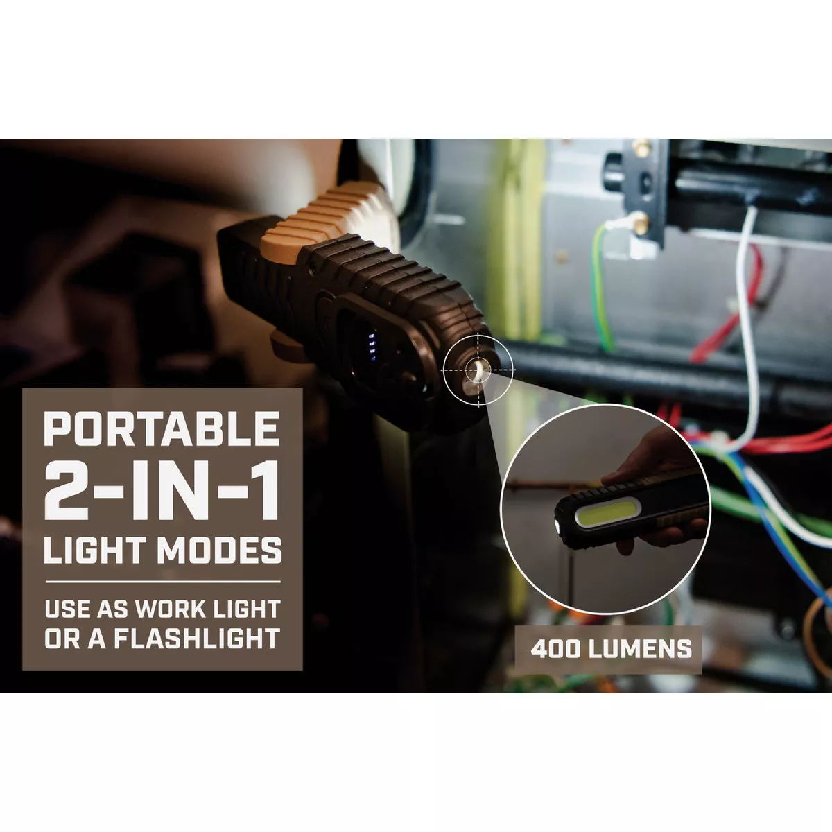 Spec Ops 2-in-1 150-400 Lm. LED Rechargeable Waterproof Work Light & Flashlight - photo 5