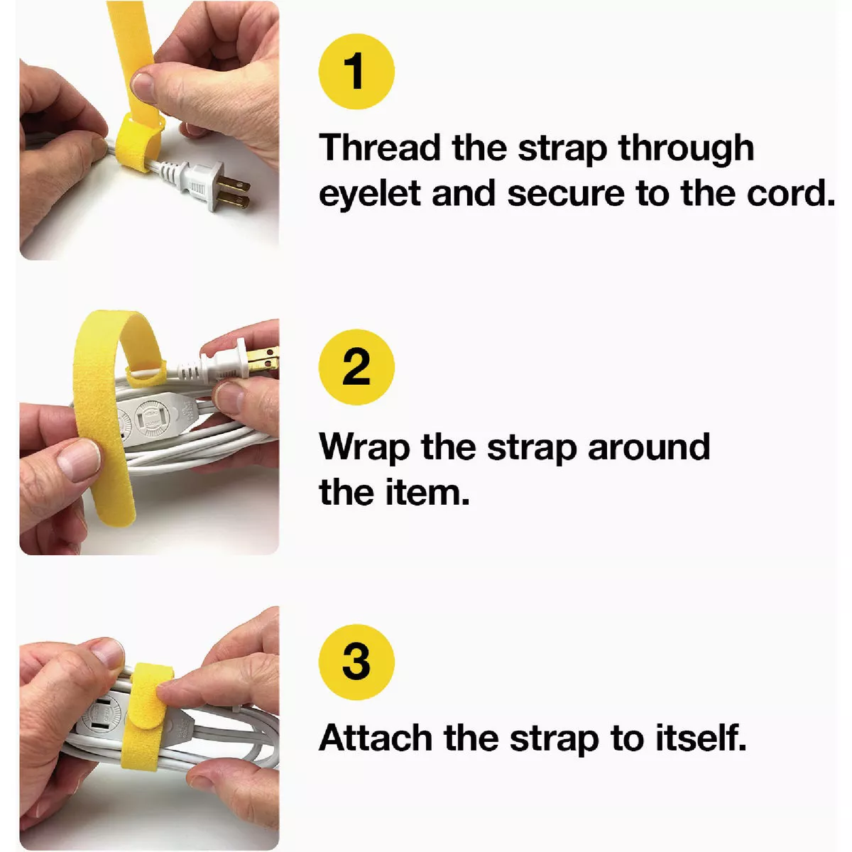 Wrap-It Storage 8 In. x 1/2 In. Black Self-Gripping Reusable Cable Ties (10-Pack) - photo 6