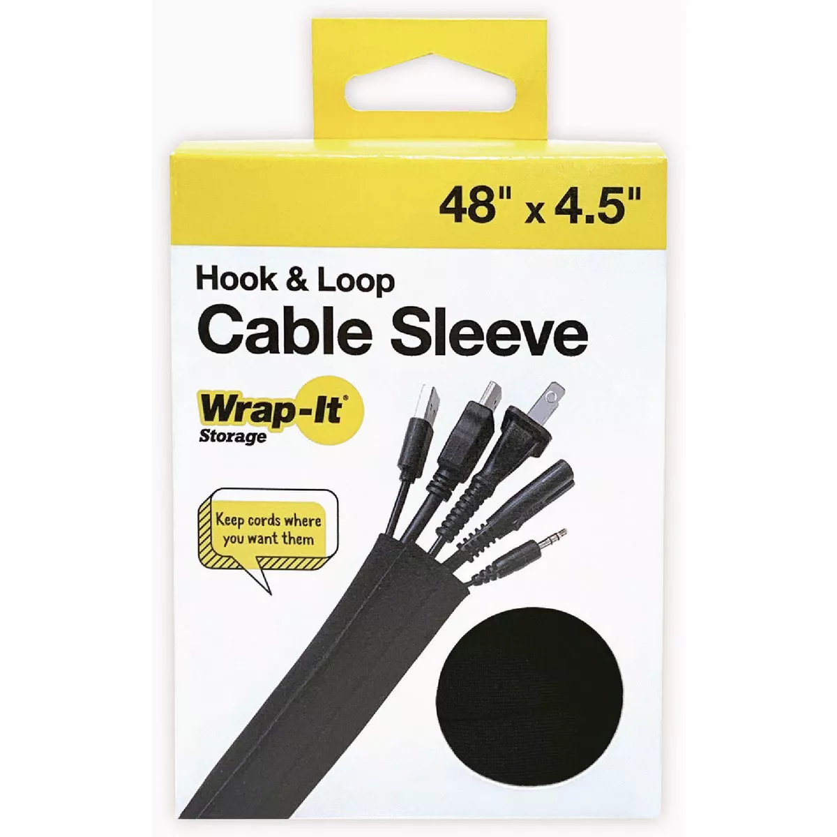 Wrap-It Storage 48 In. x 4.5 In. Black Hook & Loop Cable Sleeve - photo 2