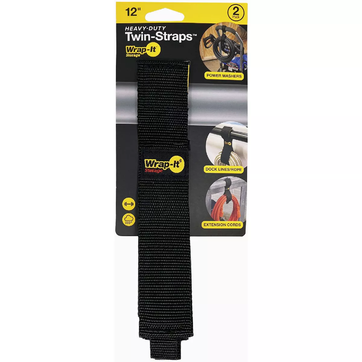 Wrap-It Storage Twin-Straps 12 In. Dual Ended Hook & Loop Hanging Strap ...