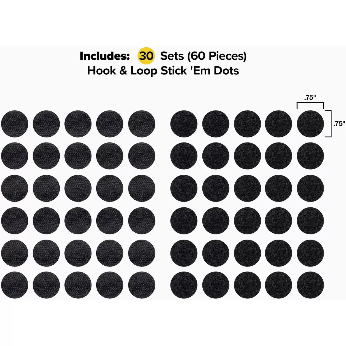 Wrap-It Storage Stik 'Em Dots 0.75 In. Black Round Adhesive Backed Dots (30-Pack)