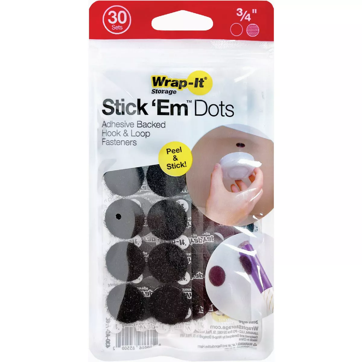 Wrap-It Storage Stik 'Em Dots 0.75 In. Black Round Adhesive Backed Dots (30-Pack) - photo 2