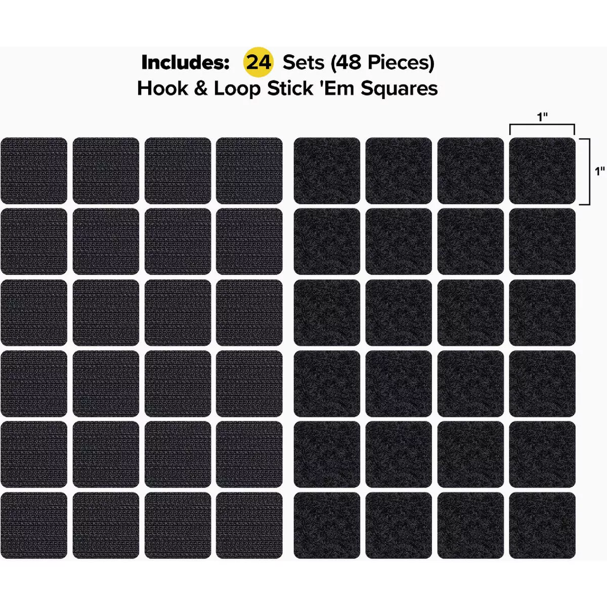 Wrap-It Storage Stik 'Em Squares 1 In. Black Adhesive Backed Squares (24-Pack)