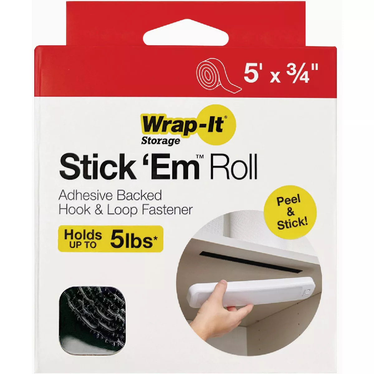 Wrap-It Storage Stik 'Em Roll 5 Ft. x 3/4 In. Black Adhesive Backed Roll - photo 2