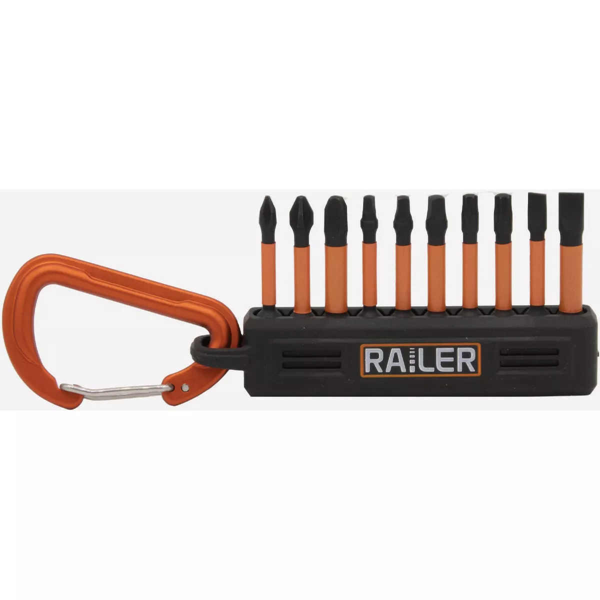Railer 2 In. Bitrail Set with (10) Impact Driver Bits & Black Bit Holder with Carabiner
