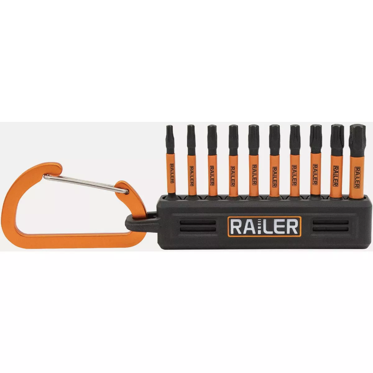 Railer 2 In. TORX Bitrail Set with (10) Impact Driver Bits & Black Bit Holder & Carabiner