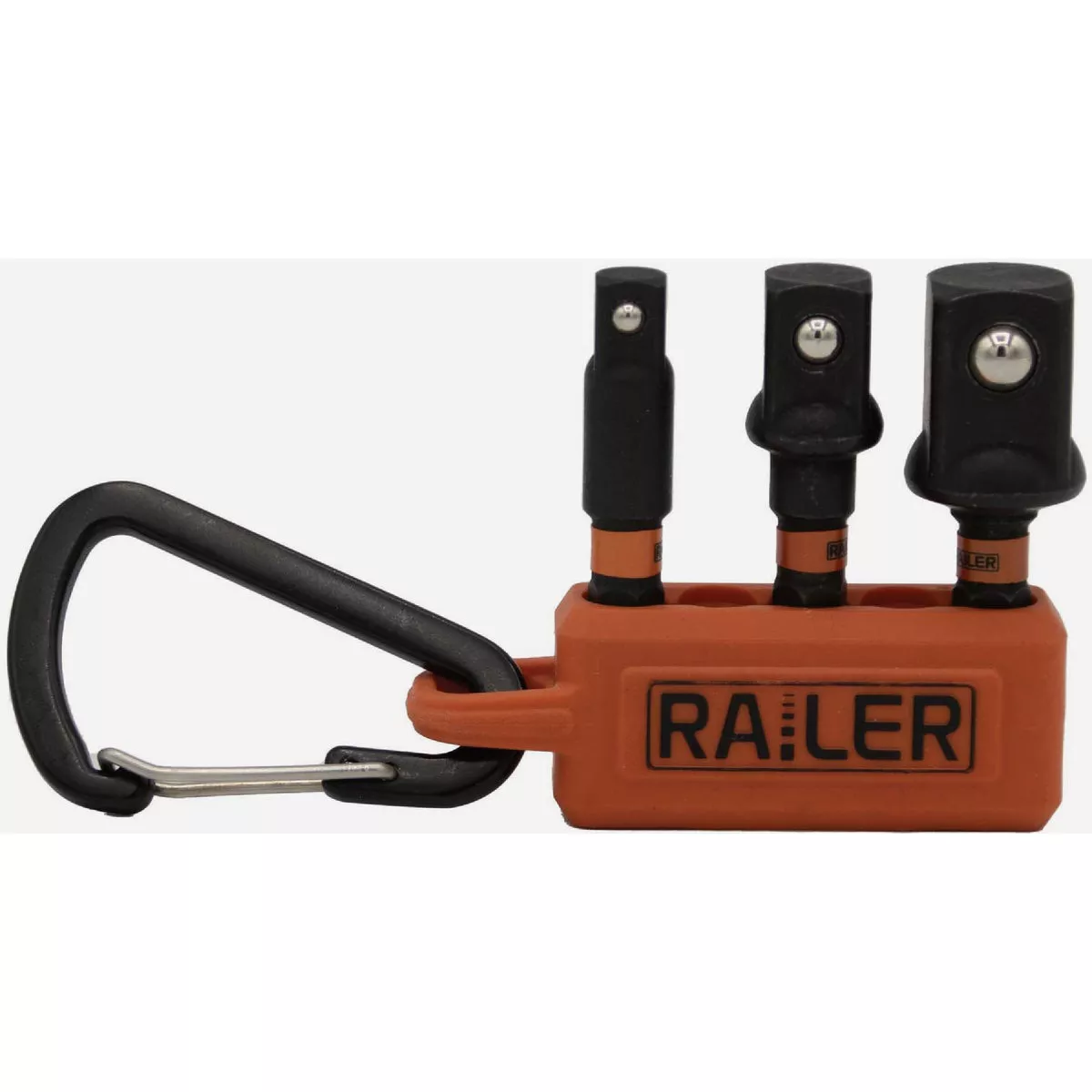 Railer 2 In. Socket Adapter Micro Bitrail Set with (3) Adapters & Orange Bit Holder with Carabiner