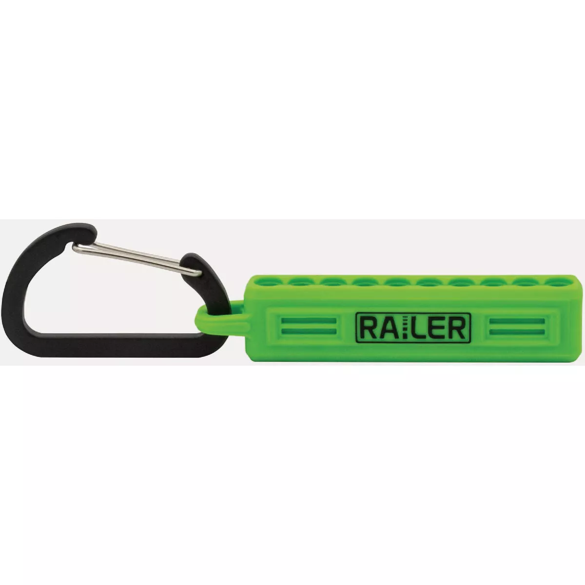 Railer 10-Hole Bitrail Hi Vis Green Bit Holder Storage Organizer with Carabiner