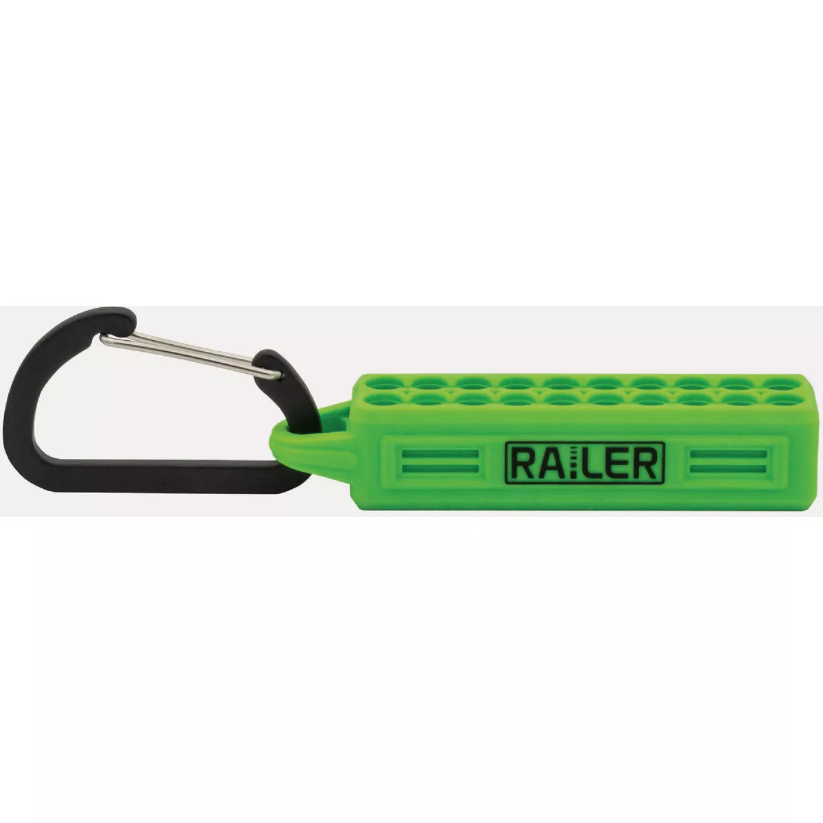 Railer 20-Hole Mega Bitrail Hi Vis Green Bit Holder with Carabiner