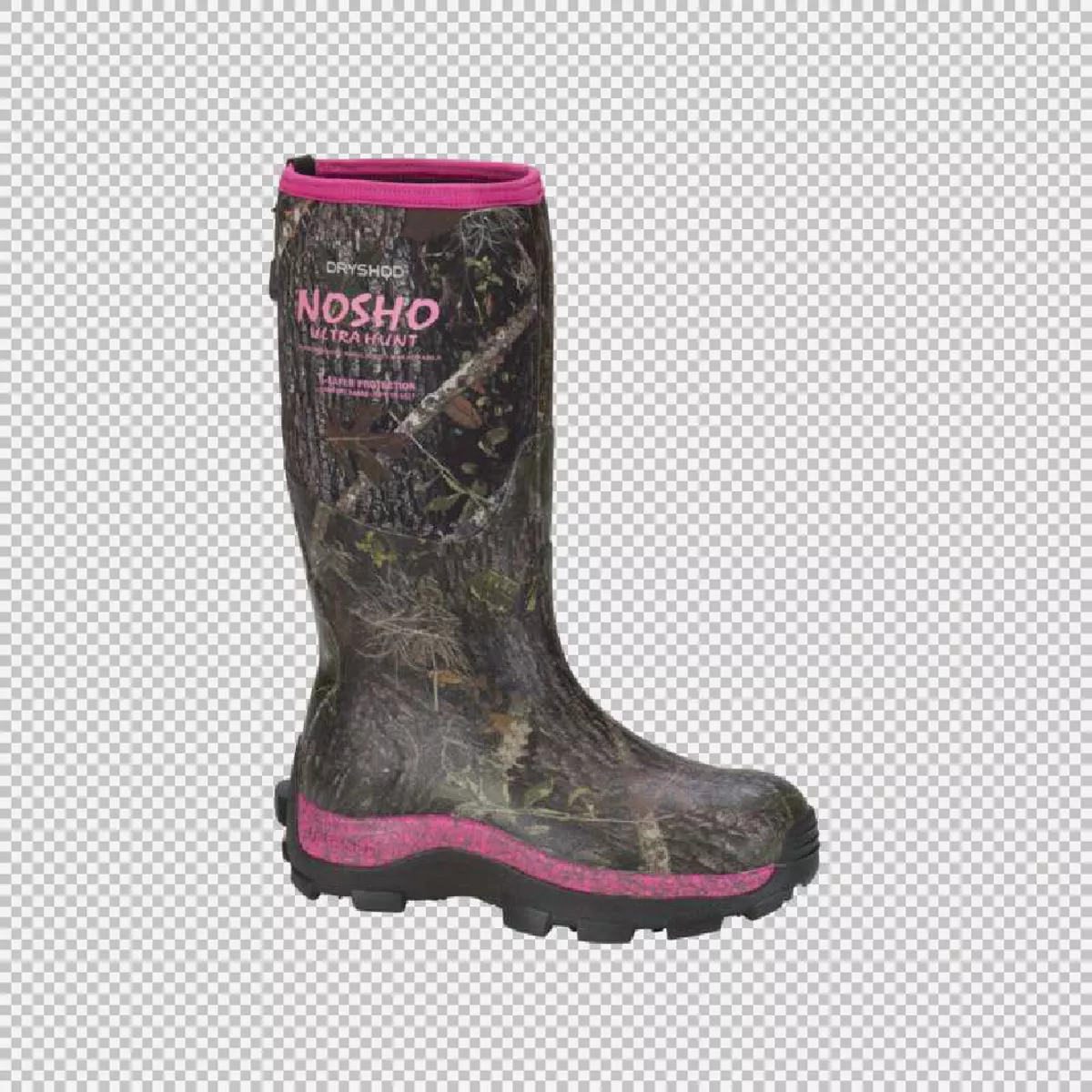 Dryshod Women's Camo/Pink NoSho Ultra Hunt Rubber Boots, Size 10