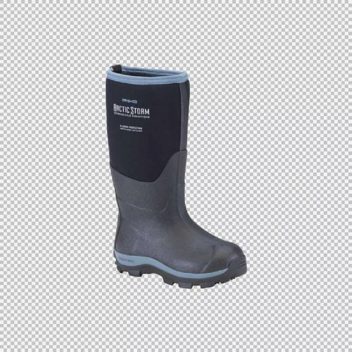 Dryshod Youth's Black/Blue Arctic Storm Rubber Boots, Size 5