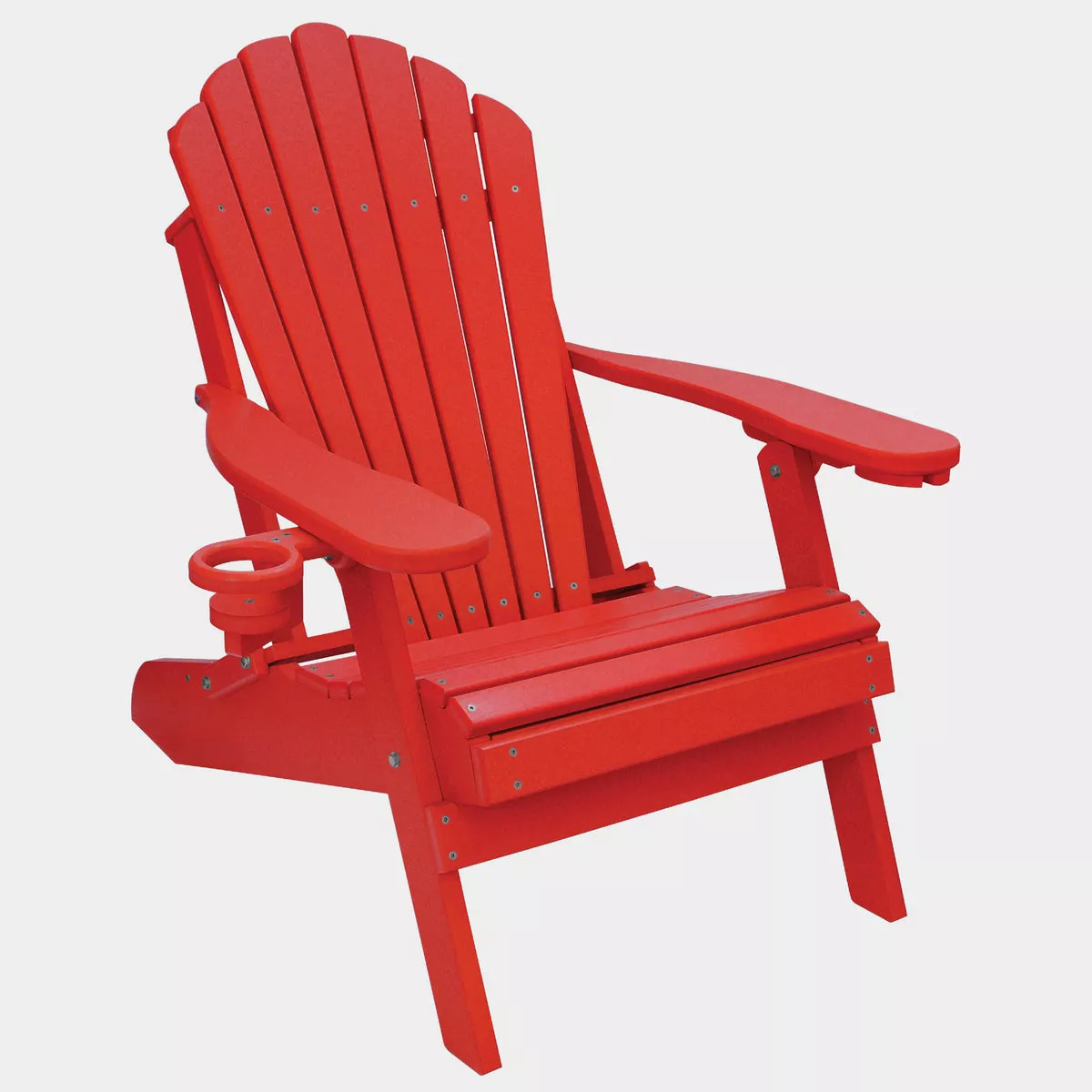 ECCB Outdoor Outer Banks Deluxe Poly Lumber Folding Adirondack Chair, Red