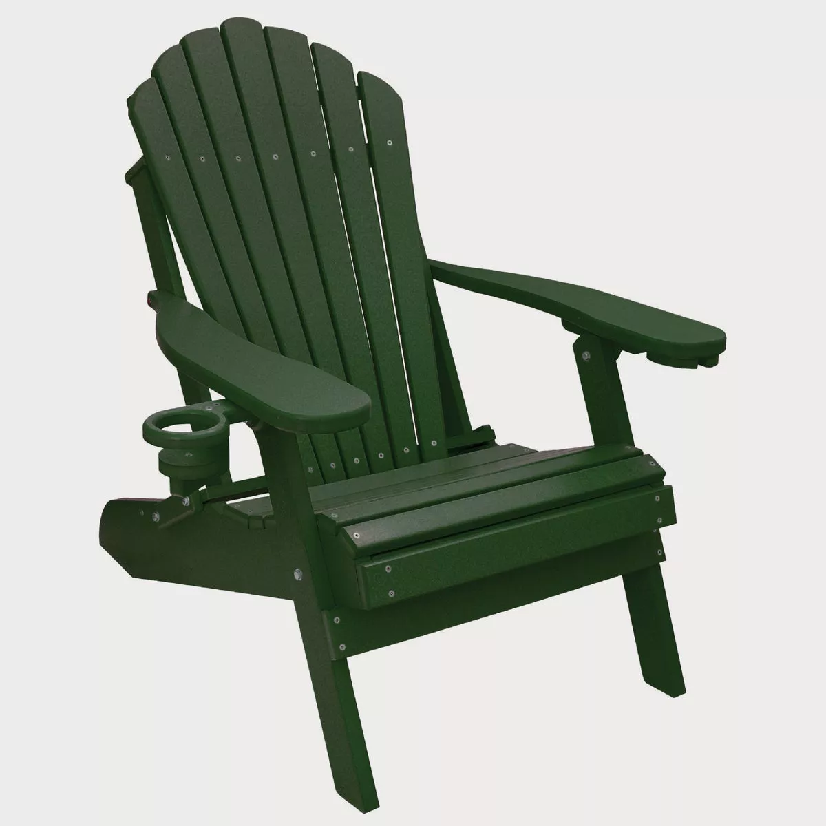 ECCB Outdoor Outer Banks Deluxe Poly Lumber Folding Adirondack Chair, Forest Green-