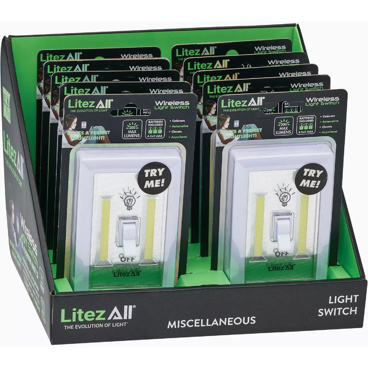 LitezAll Promier Products White COB LED 200 Lm. Wireless Light Switch