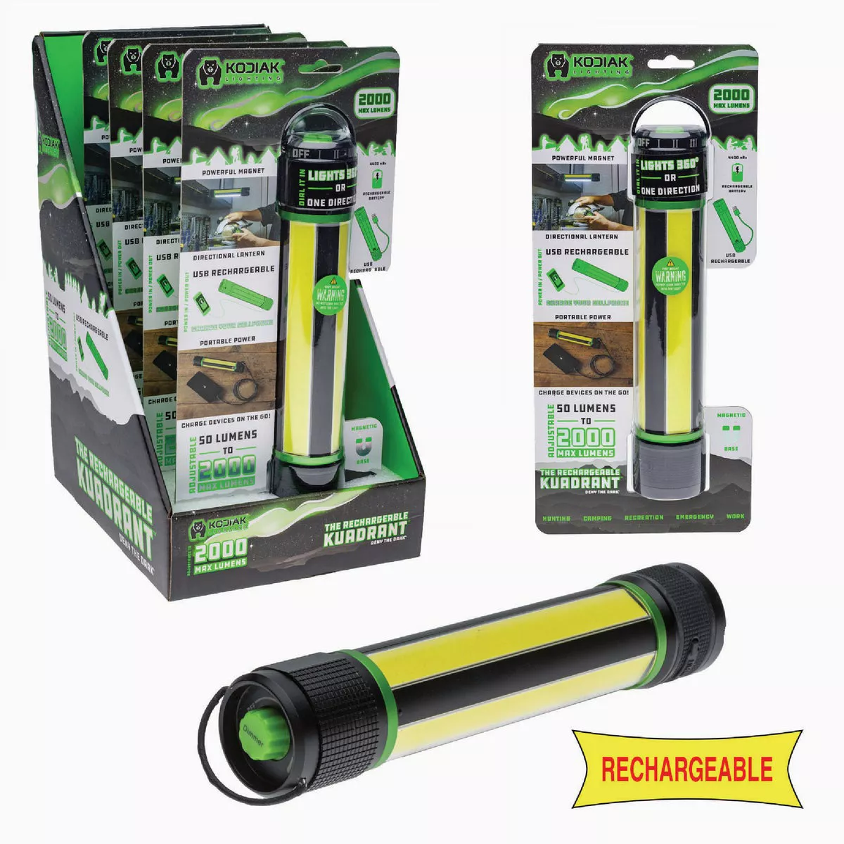 Kodiak Kuadrant Rechargeable 2000 Lm. COB LED Lantern