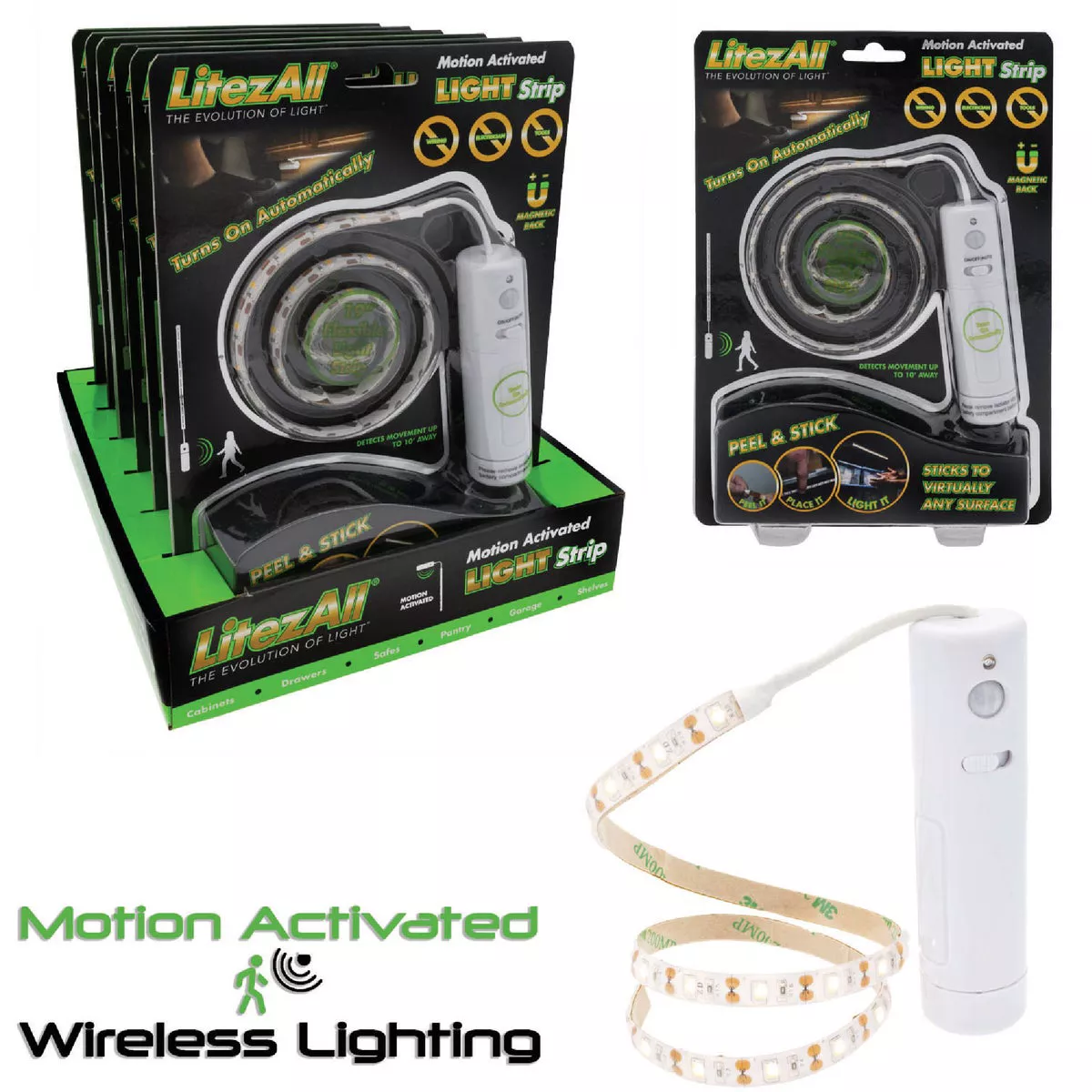 LitezAll 19 In. L. LED Motion Activated Under Cabinet Tape Light