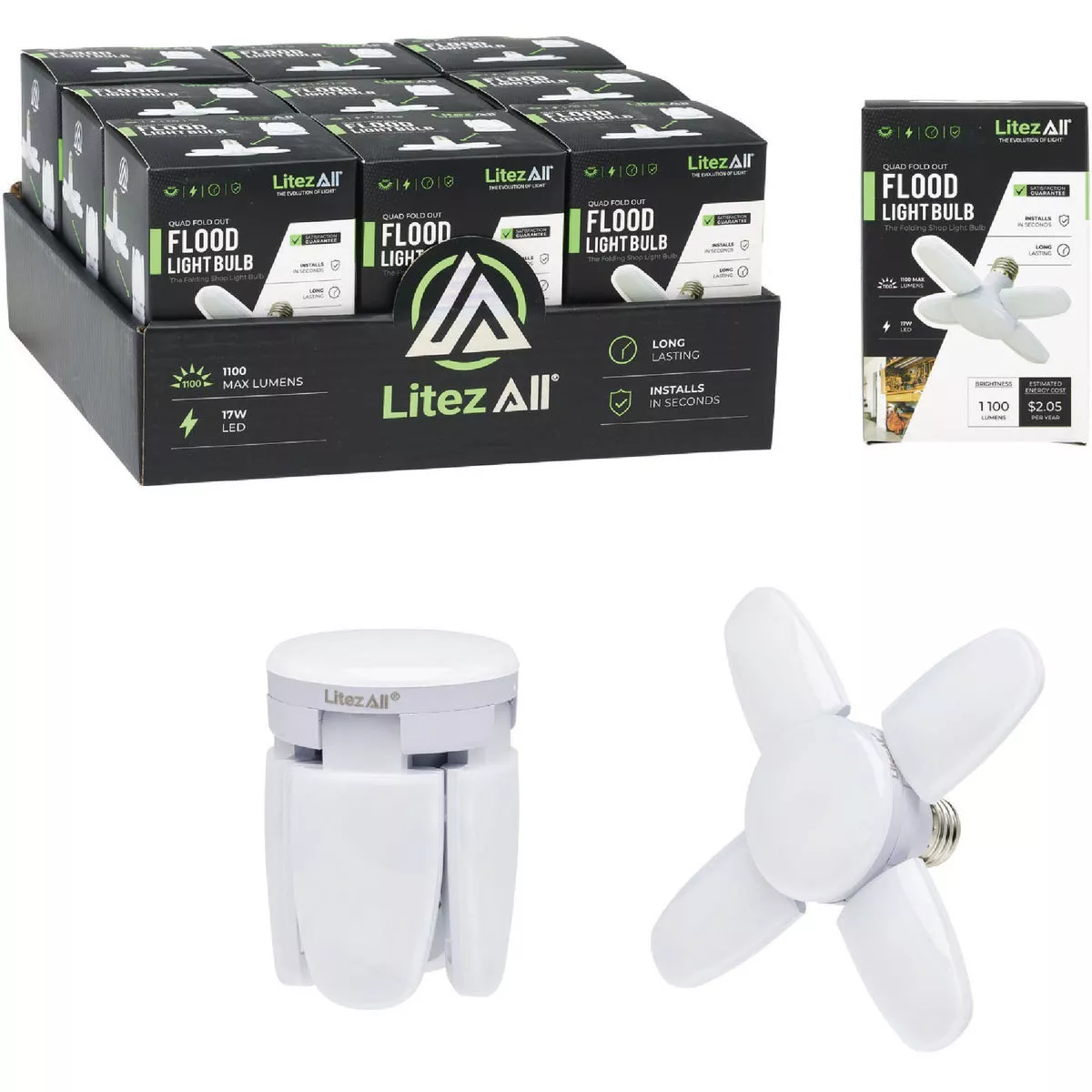 LitezAll Medium Base 5-Panel LED Floodlight Light Bulb