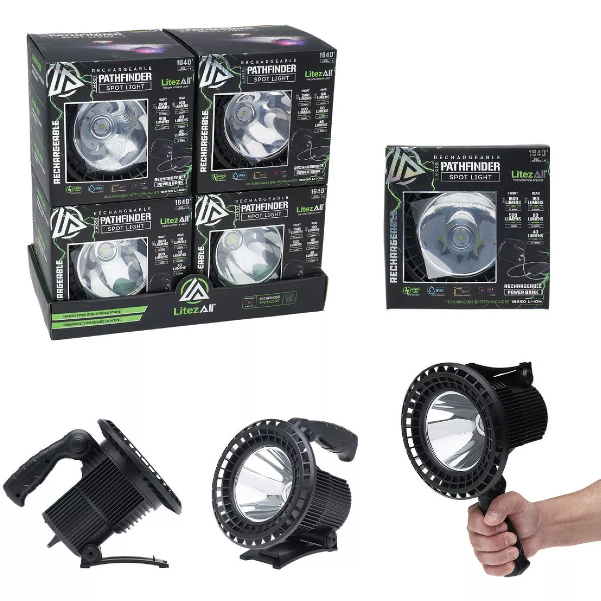 LitezAll Pathfinder Rechargeable 1500 Lm. Spotlight
