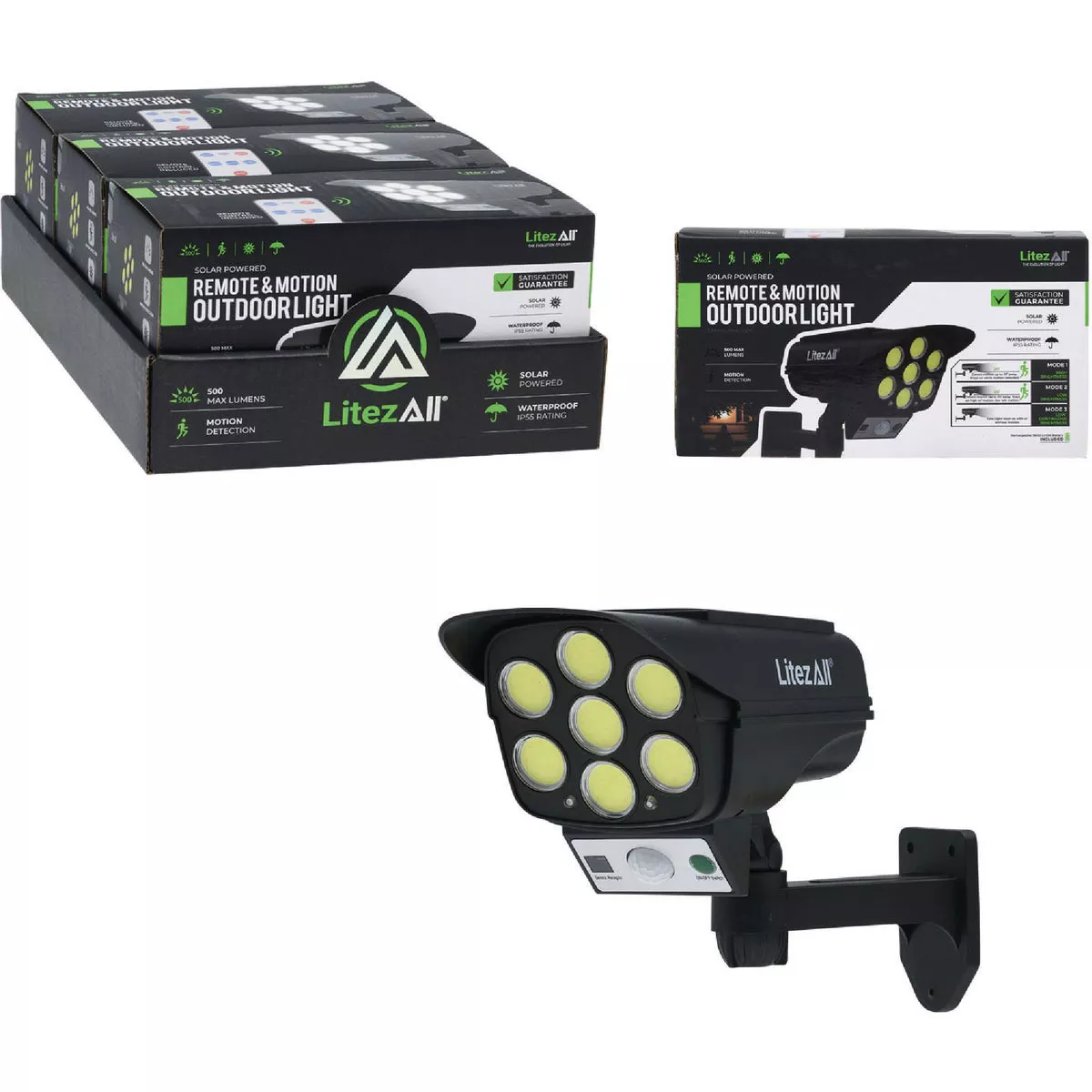 LitezAll Motion-Activated 500 Lm. Solar Security Light Fixture