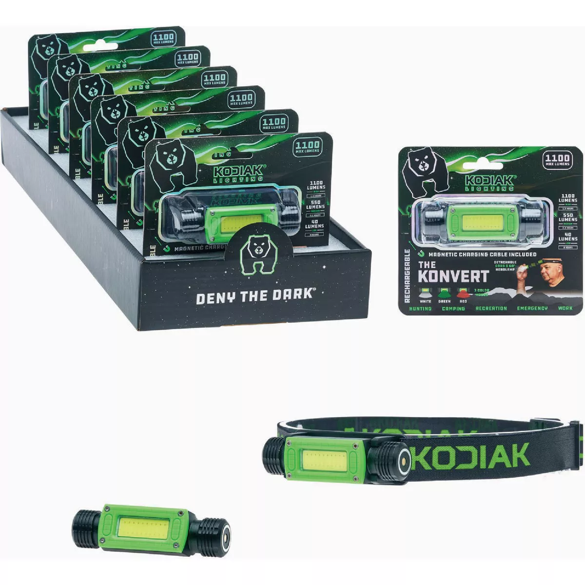 Kodiak Konvert 1100 Lm. Rechargeable Headlamp with Magnetic Charging