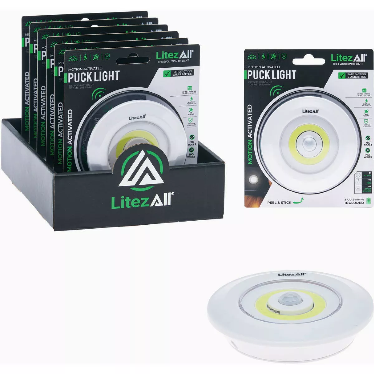 LitezAll 100 Lm. Motion Activated Puck Light Battery Powered